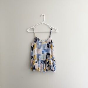 Old Navy Colorful Patchwork Striped Women's Tank with Ruffle Bottom. Size M